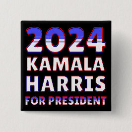 Bóton Quadrado 5.08cm Kamala Harris para o Presidente 2024