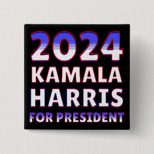 Bóton Quadrado 5.08cm Kamala Harris para o Presidente 2024