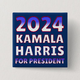 Bóton Quadrado 5.08cm Kamala Harris para o Presidente 2024