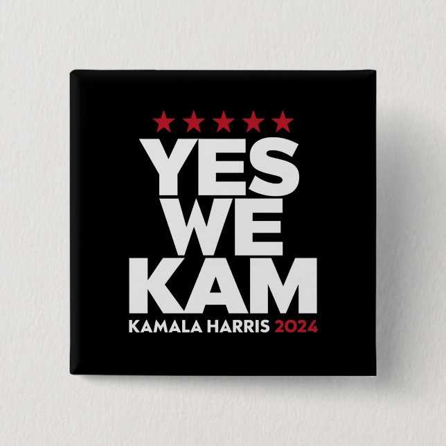 Bóton Quadrado 5.08cm Kamala Harris Sim Somos Kam para o Presidente dos  (Frente)