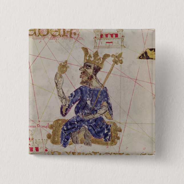 Bóton Quadrado 5.08cm Kankou Mousa, rei de Mali (Frente)