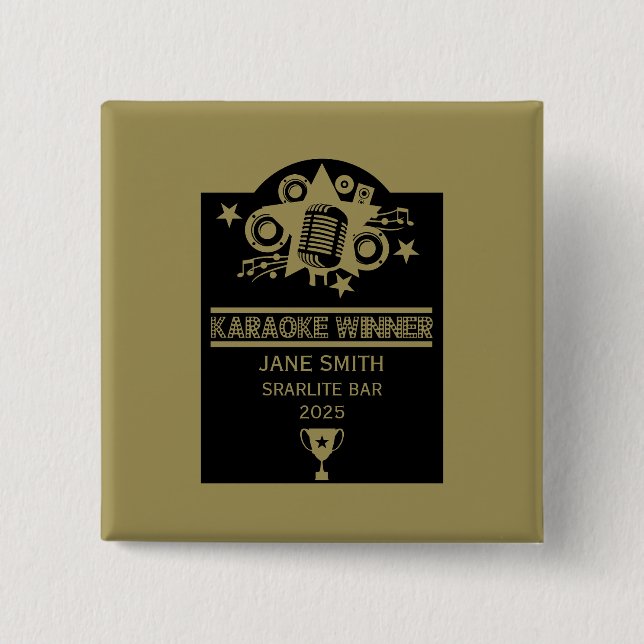 Bóton Quadrado 5.08cm Karaoke Winner (Frente)