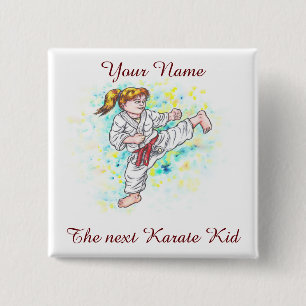 Bóton Quadrado 5.08cm Karate Kids alta chutando garota