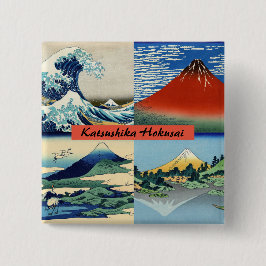 Bóton Quadrado 5.08cm Katsushika Hokusai - 36 visualizações do Monte Fuj