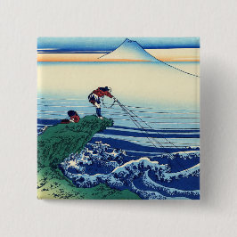 Bóton Quadrado 5.08cm Katsushika Hokusai - Kajikazawa na província de Ka