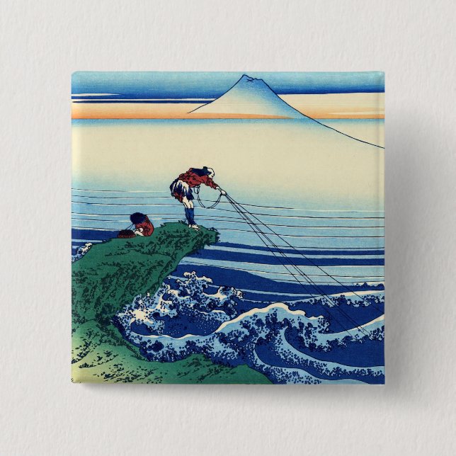 Bóton Quadrado 5.08cm Katsushika Hokusai - Kajikazawa na província de Ka (Frente)