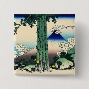 Bóton Quadrado 5.08cm Katsushika Hokusai - Passagem de Mishima na provín