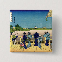 Bóton Quadrado 5.08cm Katsushika Hokusai - Sazai hall, Temple 500 Rakan