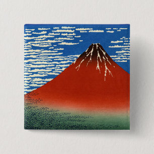 Bóton Quadrado 5.08cm Katsushika Hokusai - Vento fino, Bom dia