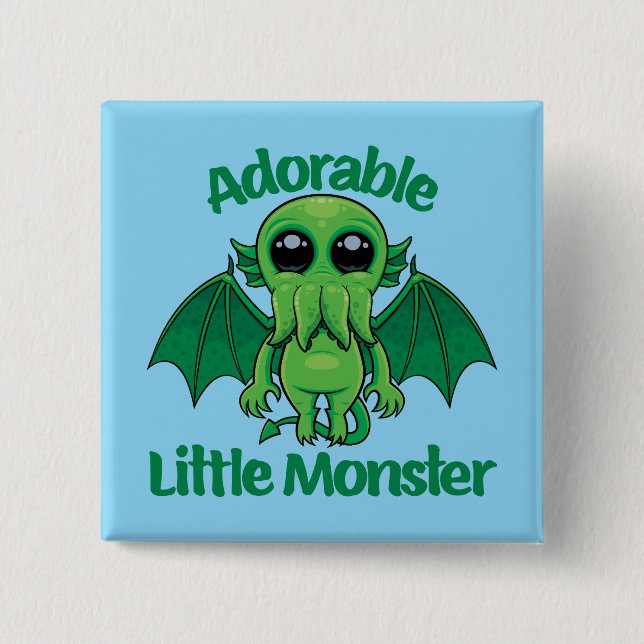 Bóton Quadrado 5.08cm Kawaii Cthulhu Adorável Monstro (Frente)