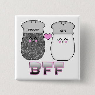 Bóton Quadrado 5.08cm Kawaii Salt n Pepper BFF