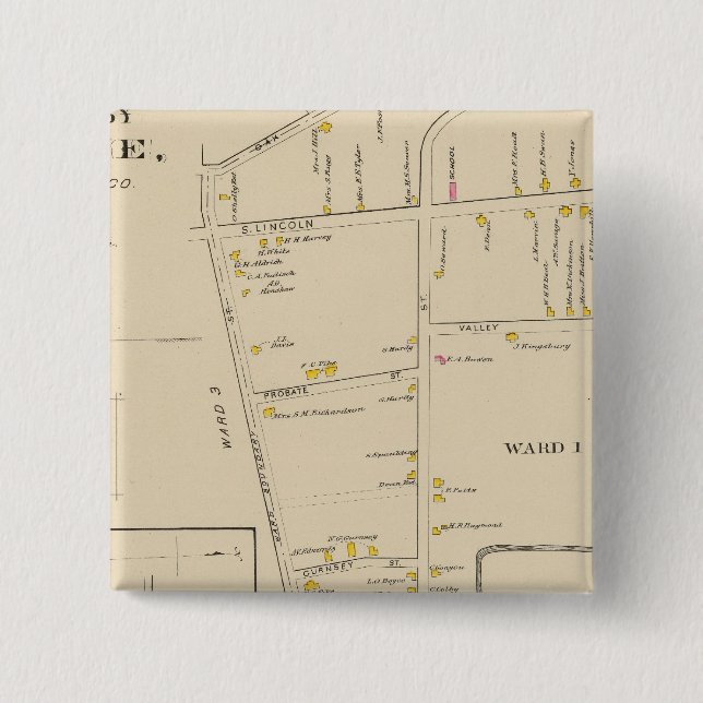 Bóton Quadrado 5.08cm Keene, Ward 12 (Frente)