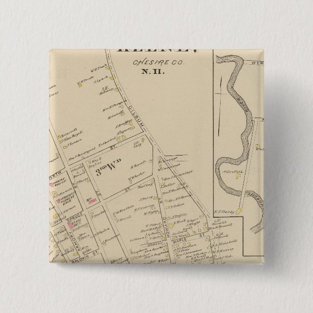 Bóton Quadrado 5.08cm Keene, Ward 3, 5 (Frente)