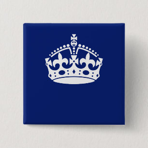 Bóton Quadrado 5.08cm Keep Calm Crown Icon on Navy Blue