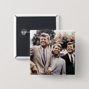 Bóton Quadrado 5.08cm Kennedy Brothers, Presidente John, Robert & Ted