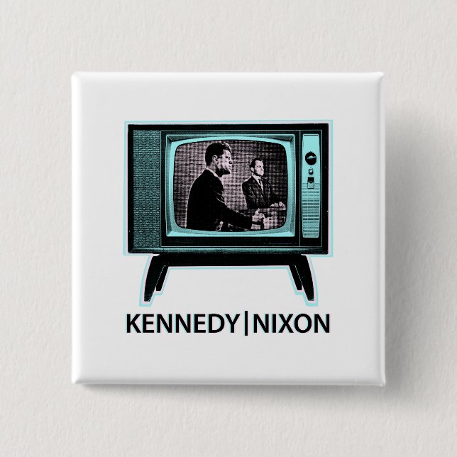 Bóton Quadrado 5.08cm Kennedy Nixon 1960 TV Debate (Frente)