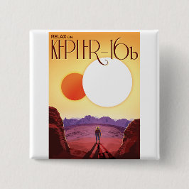Bóton Quadrado 5.08cm Kepler-16b: Pôr do Sol Solar Binário Arte Espacial