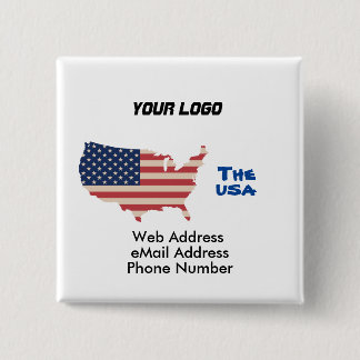 Bóton Quadrado 5.08cm KeyHolder de mapa dos EUA