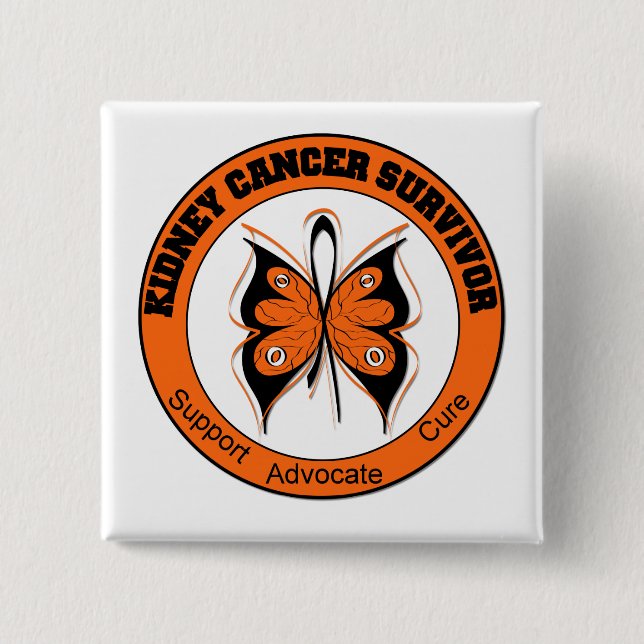 Bóton Quadrado 5.08cm Kidney Cancer Survivor Butterfly (Frente)