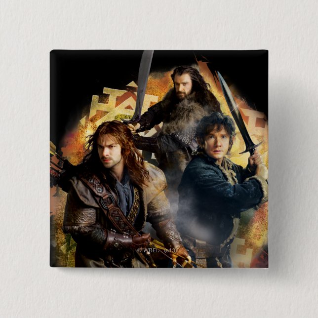Bóton Quadrado 5.08cm Kili, BILBO BAGGINS™ E THORIN OAKENSHIELD™ Art (Frente)