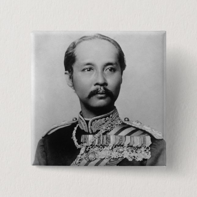 Bóton Quadrado 5.08cm King Chulalongkorn Rama V da Tailândia (Frente)