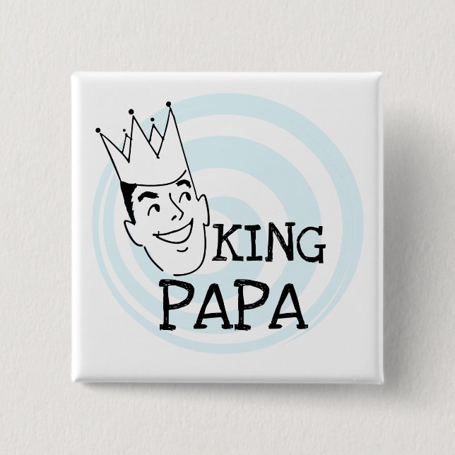 Bóton Quadrado 5.08cm King Papa T-shirts e presentes (Frente)