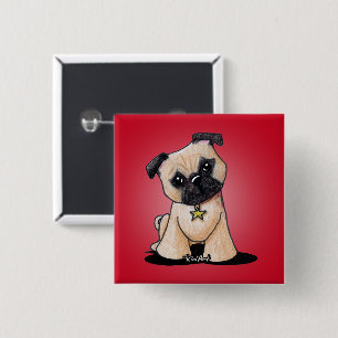 Bóton Quadrado 5.08cm KiniArt Pug