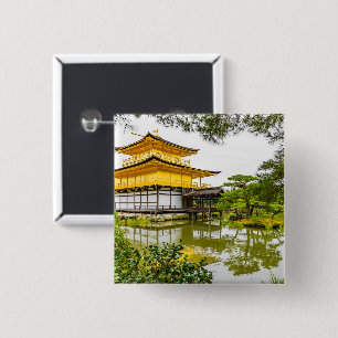 Bóton Quadrado 5.08cm Kinkaku-ji, o pavilhão de ouros, Kyoto