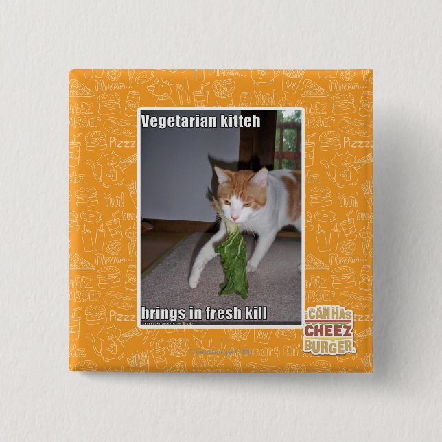 Bóton Quadrado 5.08cm Kit Vegetariano (Frente)