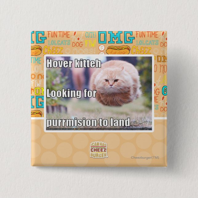 Bóton Quadrado 5.08cm Kitteh do pairo (Frente)