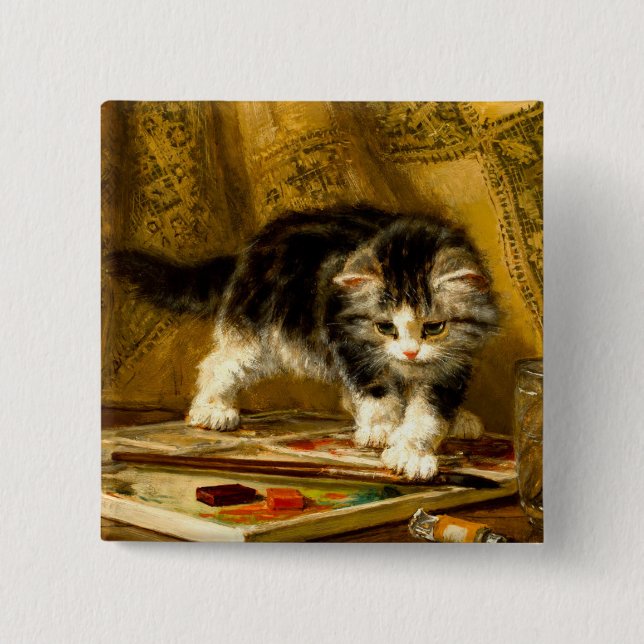 Bóton Quadrado 5.08cm Kitten com pintura e escovas (Frente)