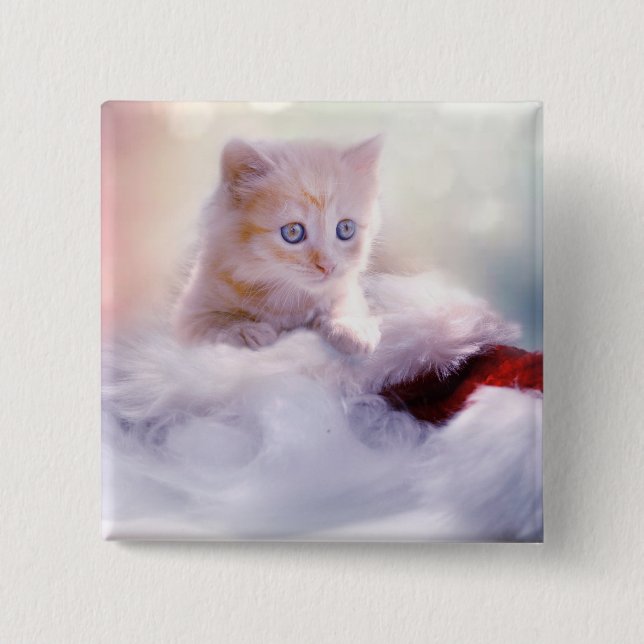 Bóton Quadrado 5.08cm Kitten Natal (Frente)