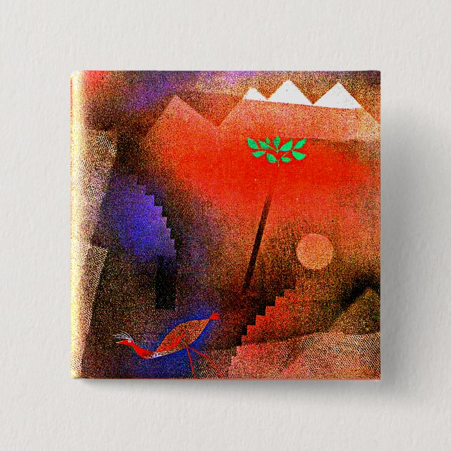 Bóton Quadrado 5.08cm Klee - Pássaro Desaparecendo (Frente)