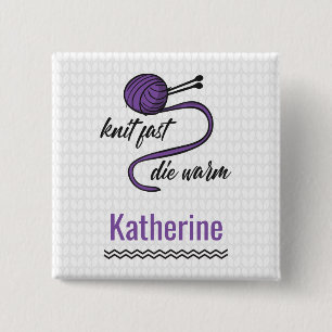 Bóton Quadrado 5.08cm Knit Roxo Rápido, Morre Quente