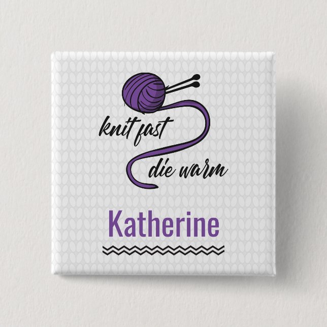 Bóton Quadrado 5.08cm Knit Roxo Rápido, Morre Quente (Frente)