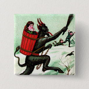 Bóton Quadrado 5.08cm Krampus perseguindo crianças ruins neve de invern