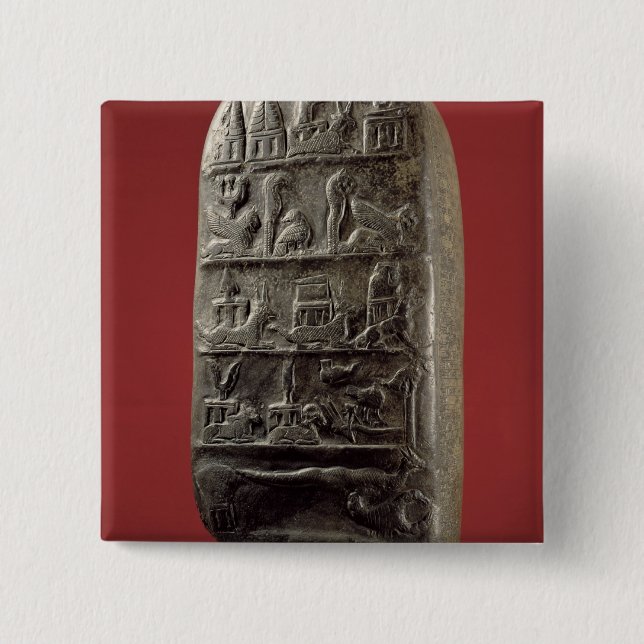 Bóton Quadrado 5.08cm Kudurru do rei Melishikhu II (Frente)