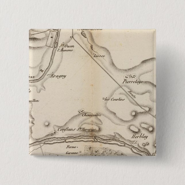 Bóton Quadrado 5.08cm La Seine, l'Oise (Frente)