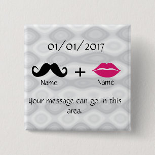 Bóton Quadrado 5.08cm Lábios e Moustache