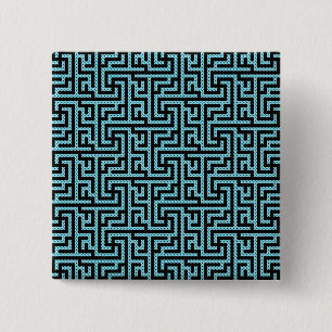 Bóton Quadrado 5.08cm Labirinto Azul e Preto