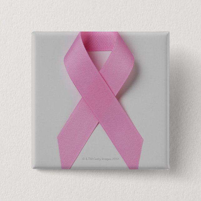 Bóton Quadrado 5.08cm Laço Rosa (Frente)
