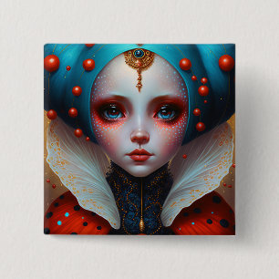 Bóton Quadrado 5.08cm Ladybug Queen Cute Fantasy Art