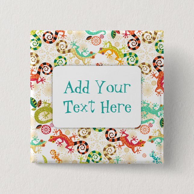 Bóton Quadrado 5.08cm Lagartos tontos - botão feito sob encomenda do Pin (Frente)