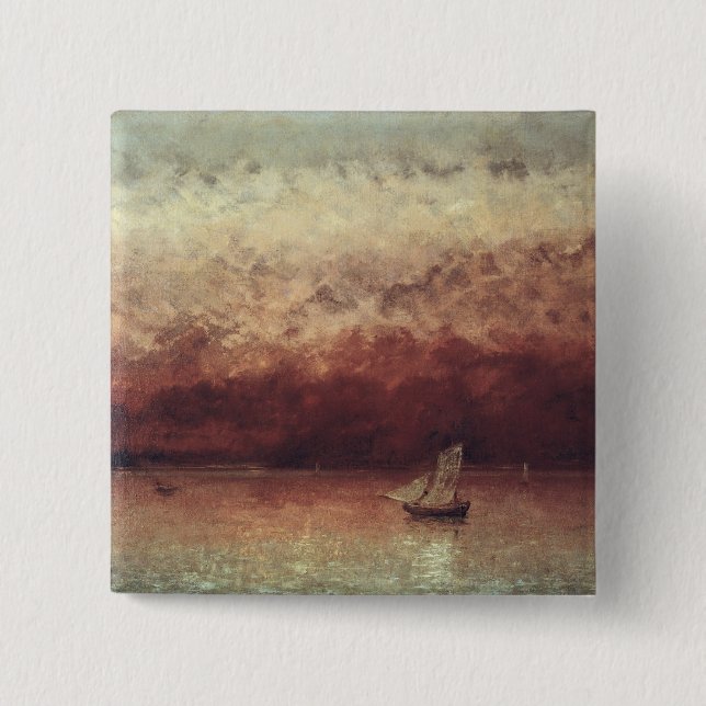 Bóton Quadrado 5.08cm Lago Leman com ajuste Sun, c.1876 (Frente)