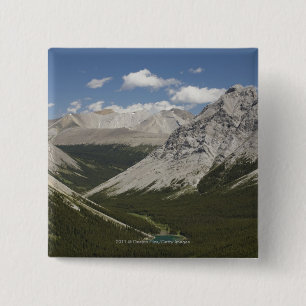 Bóton Quadrado 5.08cm Lago mountain em um vale com céu azul