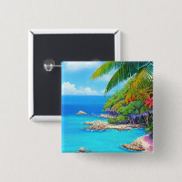 Bóton Quadrado 5.08cm Lagoa tropical