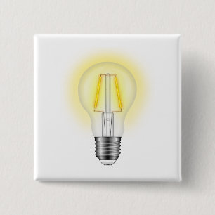 Bóton Quadrado 5.08cm Lâmpada brilhante