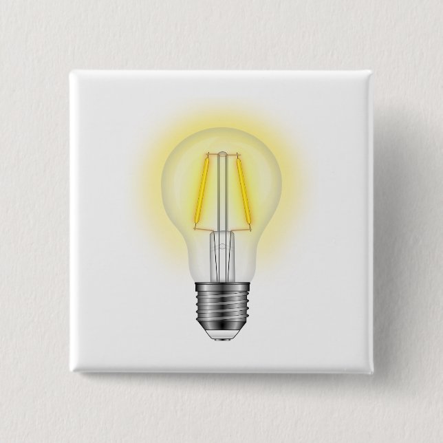 Bóton Quadrado 5.08cm Lâmpada brilhante (Frente)