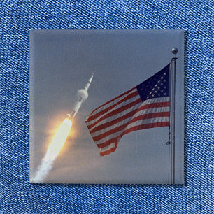 Bóton Quadrado 5.08cm Lançamento do Apollo 11