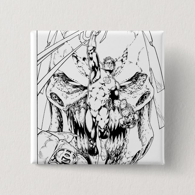 Bóton Quadrado 5.08cm Lanterna verde com o córrego da luz (Frente)